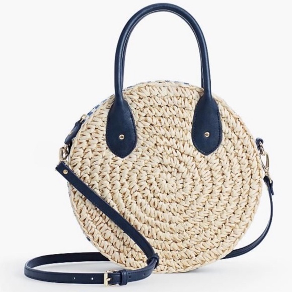 Talbots Bags Nwot Talbots Circle Straw Crossbody Bag Nautical Navy